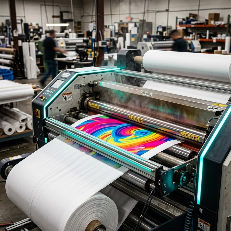 Precision Sublimation Printing — industrial grade printers at 1200 DPI resolution with full-bleed coverage
